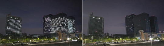 경기도 수원시 삼성전자 수원사업장의 소등 전후 변화. 삼성전자 제공